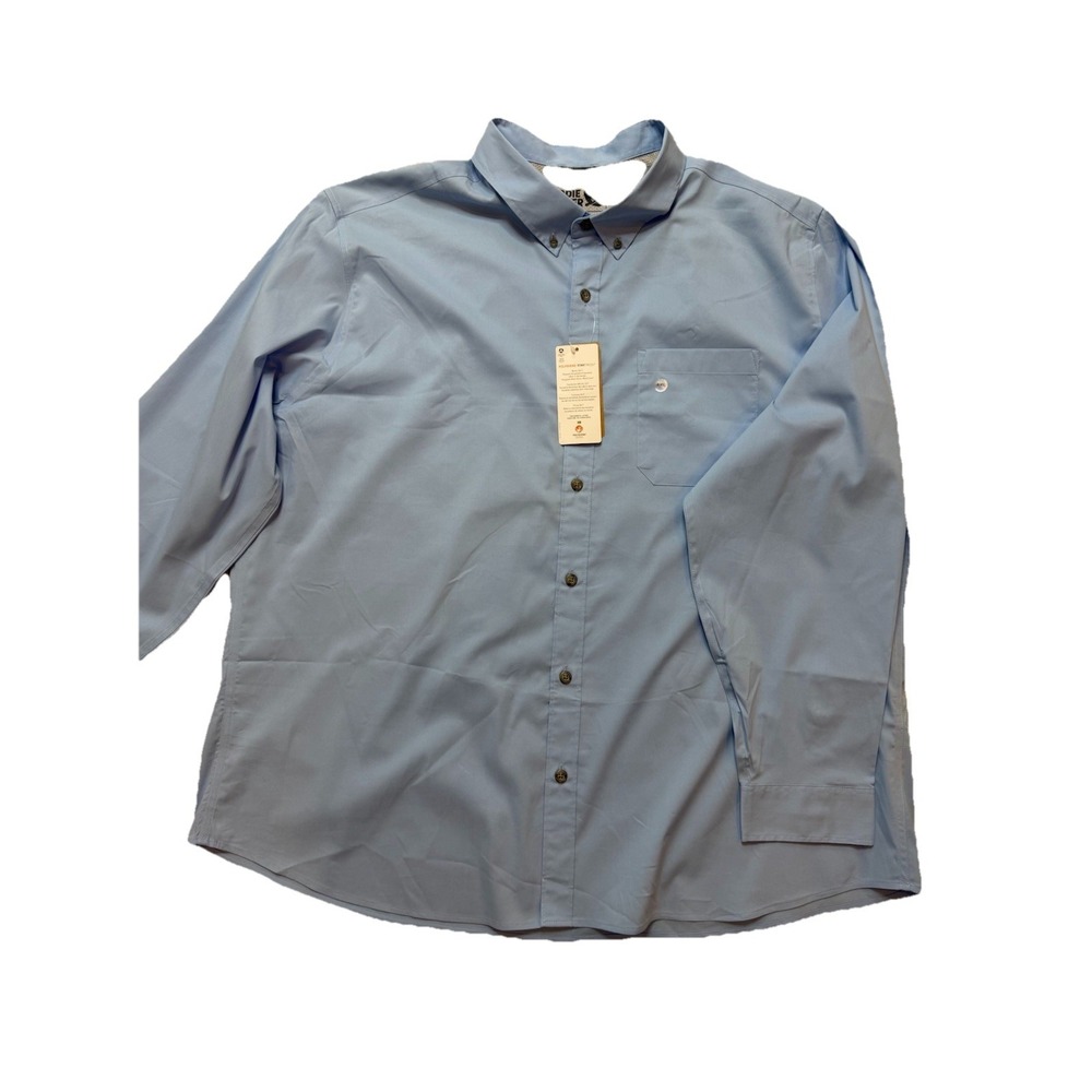 NWT Eddie Bauer Shirt Mens XXXL Voyager Flex Stretch Polygiene Long Sleeve Lt Bl